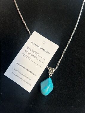 Silver Turquoise Stone Pendant Necklace - Product Certification